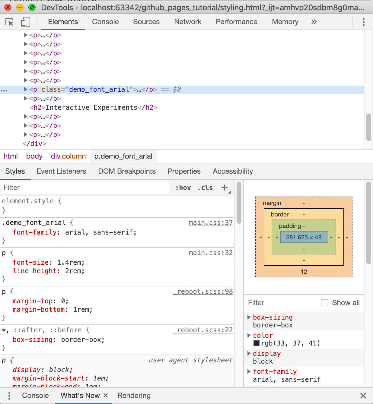 Screenshot of the Chrome developer tools.